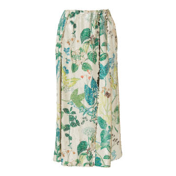 Botanical-Print Sequin Skirt