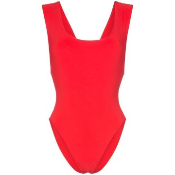 red Jireh scoop neck cutout swimsuit