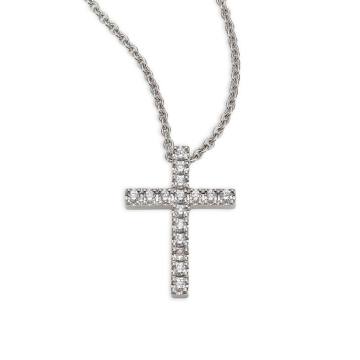Classic Diamond & 18K White Gold Cross Pendant Necklace