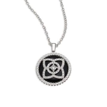 Enchanted Lotus Reversible Diamond & Black Tourmaline Pendant Necklace