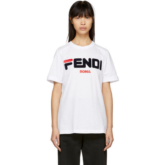 White 'Fendi Mania' T-Shirt展示图