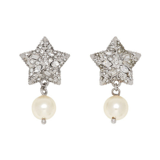 银色珍珠 & 水晶星星耳饰展示图