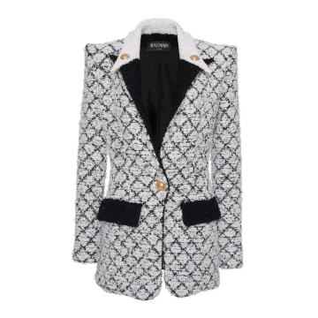 Diamond Monochromatic Tweed Jacket