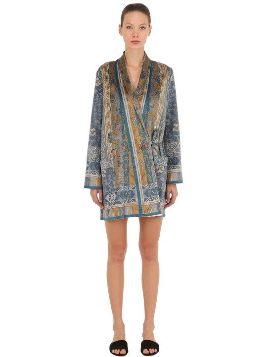 "BERNICE"印图纯棉天鹅绒睡袍展示图