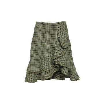 Two Tier Ruffle Wool-Blend Skirt