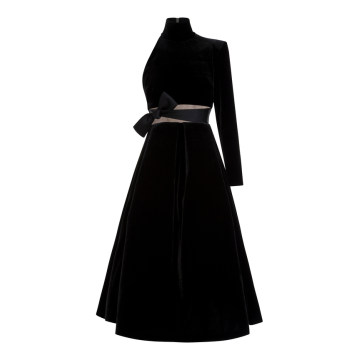 Kingsley Velvet One Sleeve Midi Dress