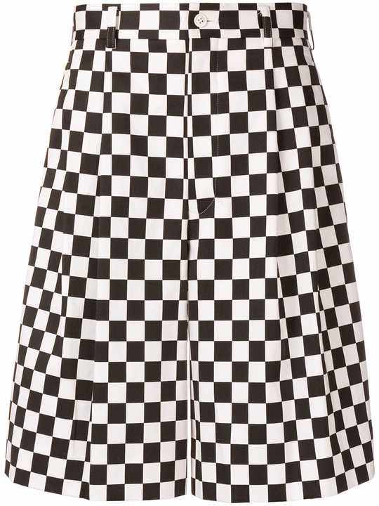 chequered pattern wide shorts展示图