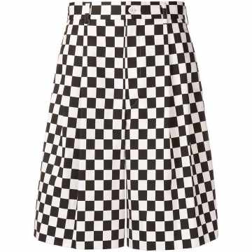chequered pattern wide shorts
