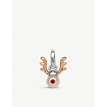 Rudolph the Reindeer 18 克拉玫瑰金、纯银、珍珠和石榴石吊饰