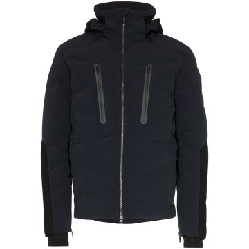 black Linard hooded feather down jacket