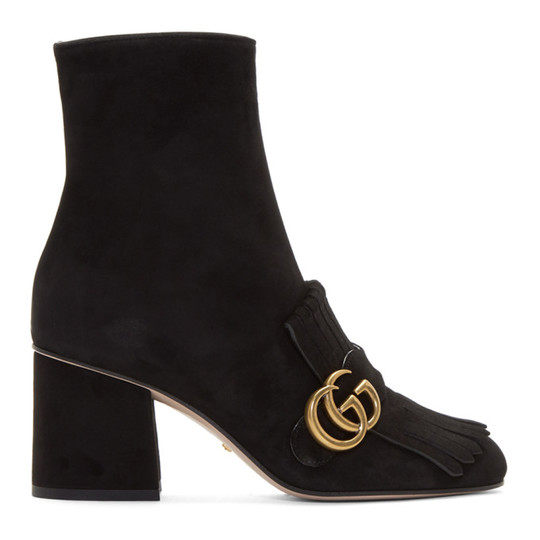 Black Suede GG Marmont Boots展示图