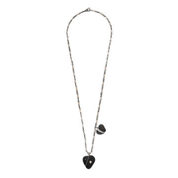 My Heart And Cuoricino Pendants On Antique Niello Chain Necklace