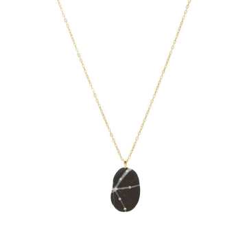 Black Stone & White Diamond Necklace