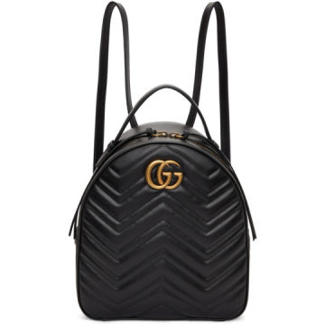 Black GG Marmont Quilted Chevron Backpack