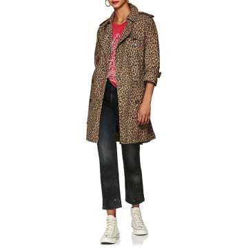 Leopard-Print Cotton Trench Coat