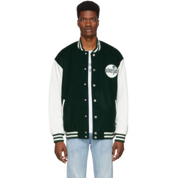 Green Baggy Silver Tab Bomber Jacket