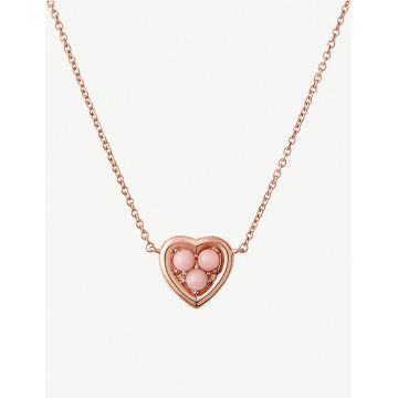 Heart 18K 银外包玫瑰金和粉色猫眼石项链