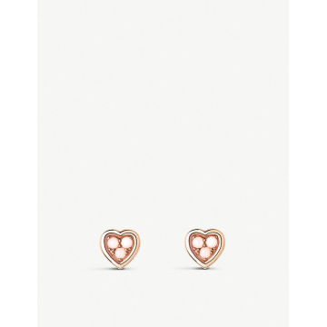 Open Heart 18K 银外包玫瑰金和粉色猫眼石钻石耳环