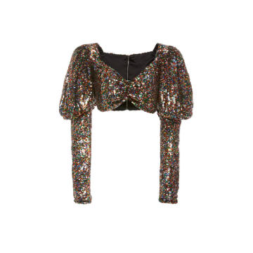 Cropped Ruched Sequined Top