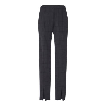 Menswear Windowpane Slim Pant With Front Slit Detail