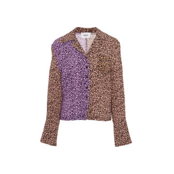 Sid Colorblocked Animal-Print Button-Front Blouse