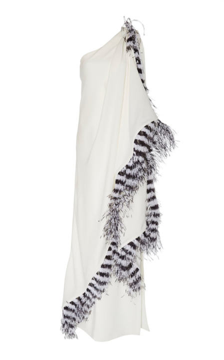 Ankara One Shoulder Draped Silk Gown展示图