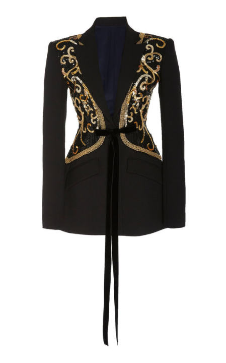 Shal Vested Embroidered Silk Blazer Jacket展示图