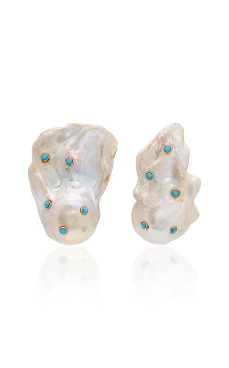 Pearl With Turquoise Stud Earrings展示图