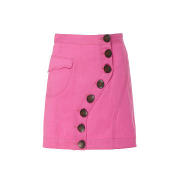 Tana Asymmetrical Button-Front Denim Skirt