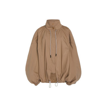 Oversized Zip-Front Elasticized Drawstring Jacket