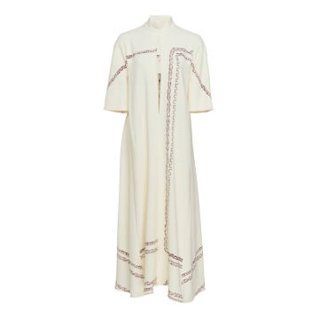 Sequin-Trimmed Printed Crepe Dress