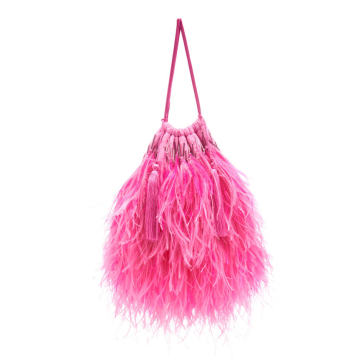 Ostrich Feather Embellished Pouch