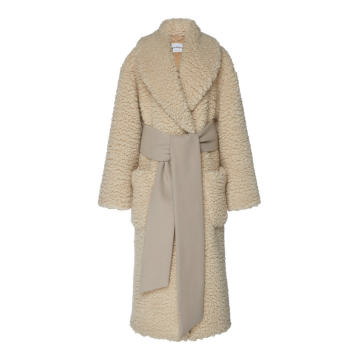 Cashmere-Blend Fleece Wrap Coat