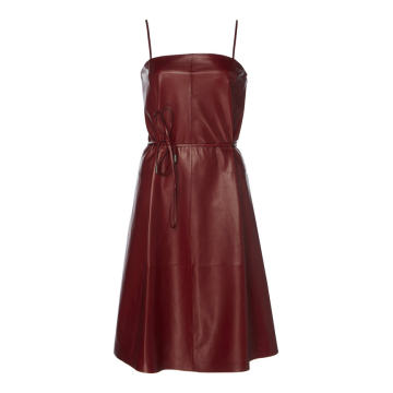Leather Cinched Slip Dress