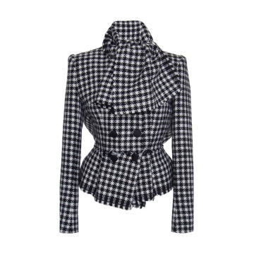 Checked Tweed Double-Breasted Jacket