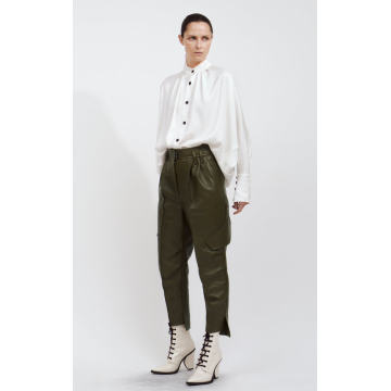 High Waisted Leather Cargo Pants
