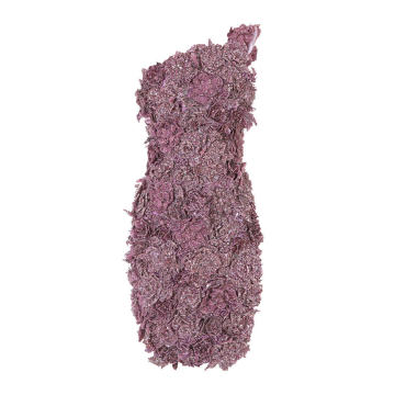 Long One-Shoulder Floral-Embellished Sequined Top