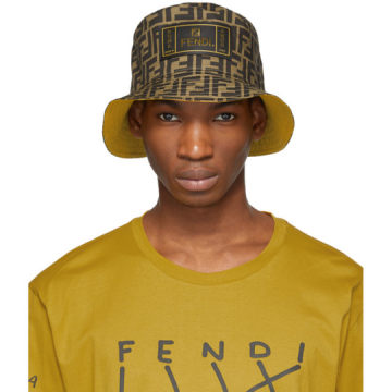 棕色 & 黄色“Forever Fendi”双面帽