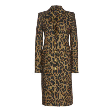 Wool Tailored Leopard Coat