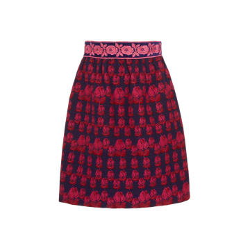 High-Waisted Rosette Jacquard Skirt