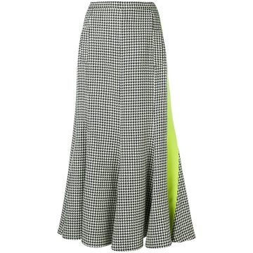 houndstooth patterned pleated skirt