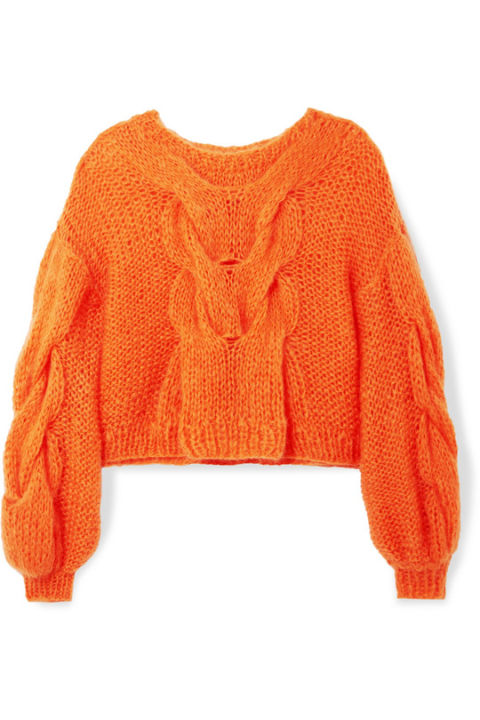 橙色麻花纹毛衣展示图