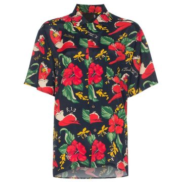 夏威夷花卉印花衬衫