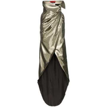 high-waisted wrap silk lurex blend skirt