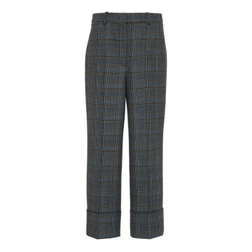 Cropped Wool Check Pant