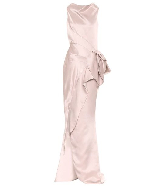 Uniflora缎布绉纱长礼服展示图