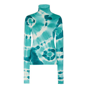 Tie-Dye Fitted Cashmere Turtleneck