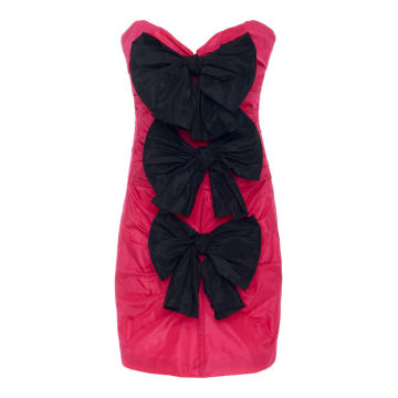 Strapless Bow-Detailed Taffeta Mini Dress