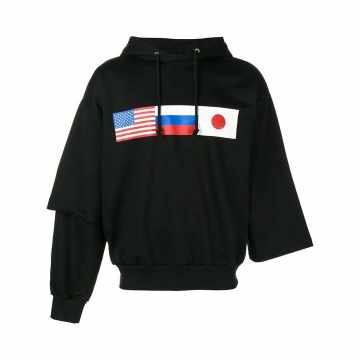 asymmetric flag print hoodie