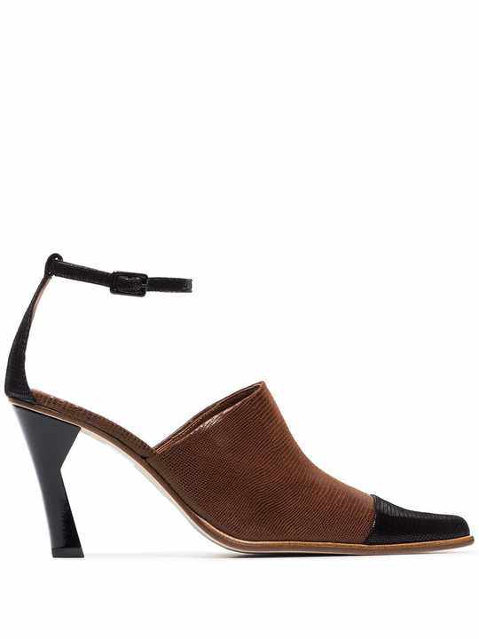 Brown and Black Estelle 85 Sculpted Heel Leather Pumps展示图